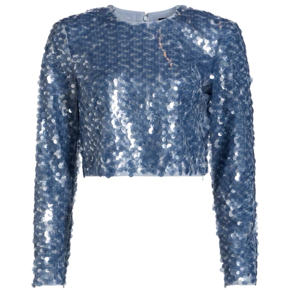 Toccin NWT Elegant Blue Sequin Crop Top